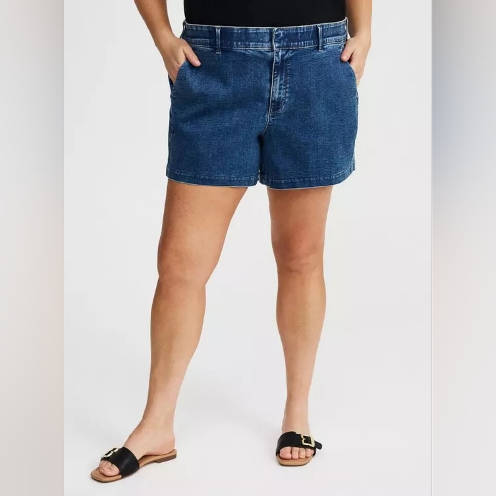 Torrid Refined Denim Trouser Shorts - Picture 2 of 13